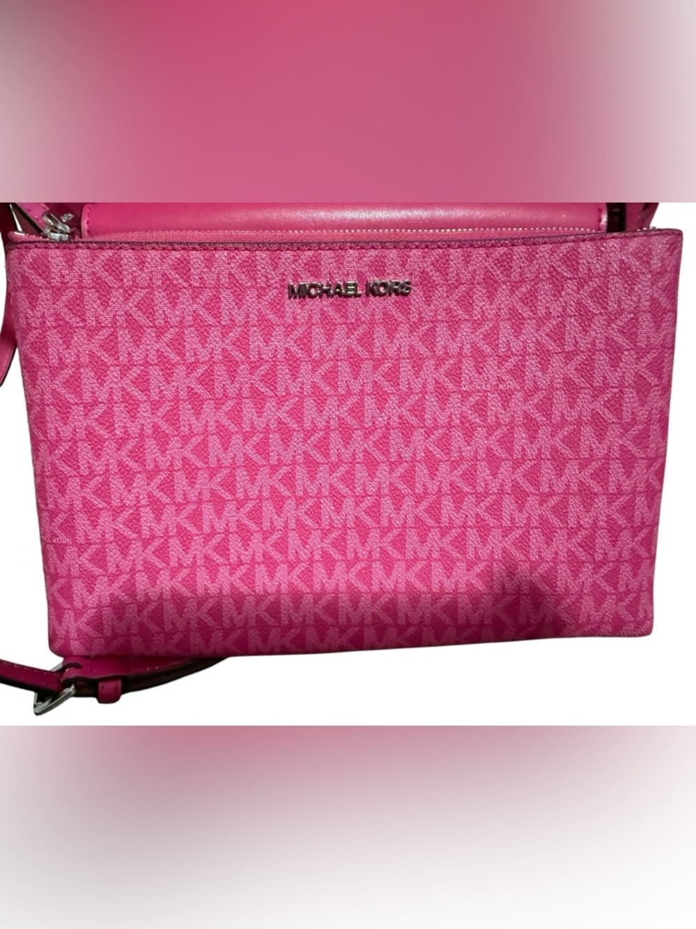 Michael Kors Pink Saffiano Leather Tote Bag 3 Piece Set Wallet Wristlet MK - Picture 9 of 11